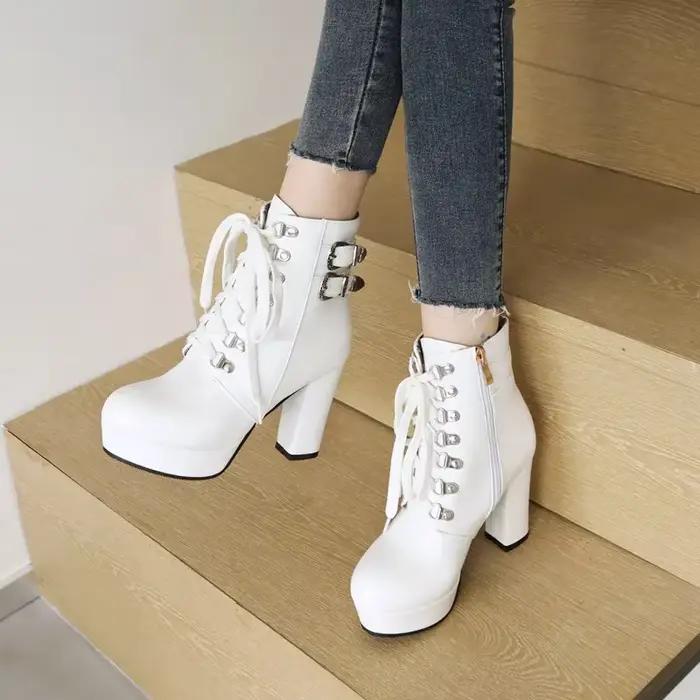 Bottes de rinçage à plateforme pour femmes talons hauts et épais style punk bottes de cheville plateforme pour soirée et sorties nocturnes