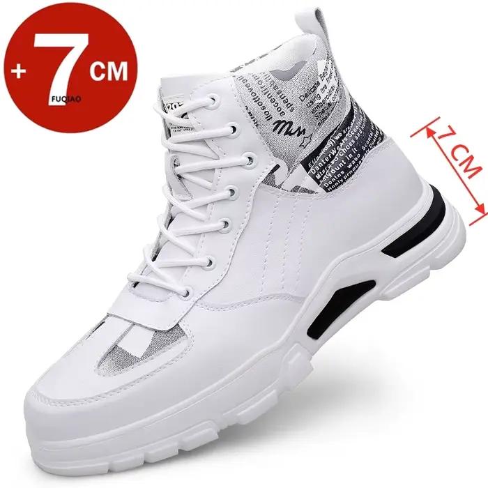 Homme bottes ascenseur chaussures talons cachés en cuir de vache mode bottines