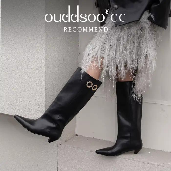 Ods Decor bout pointu genou bottes hautes étrange talon bas sans lacet mode femmes longues