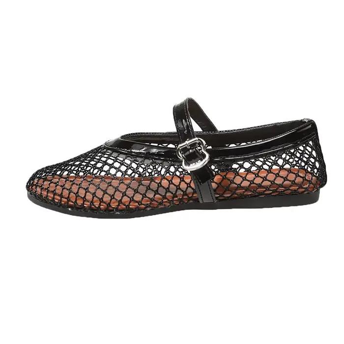 Chaussures plates à semelle plate en maille grande taille pour femmes, style Mary Jane, idéales pour l'été et la pêche, chaussures TEMU transfrontalières pour femmes