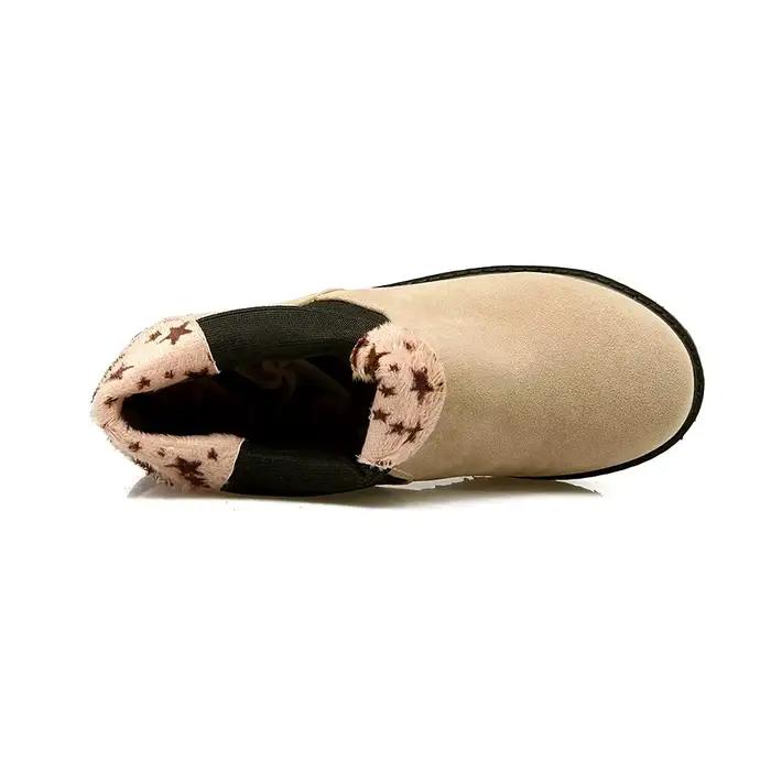Bottes Rondes à Talons Compensés pour Femme, Chaussures Chaudes et Décontractées, à la Mode, de Grande Taille 34-52, Nouvelle Collection Hiver Printemps-Automne 502