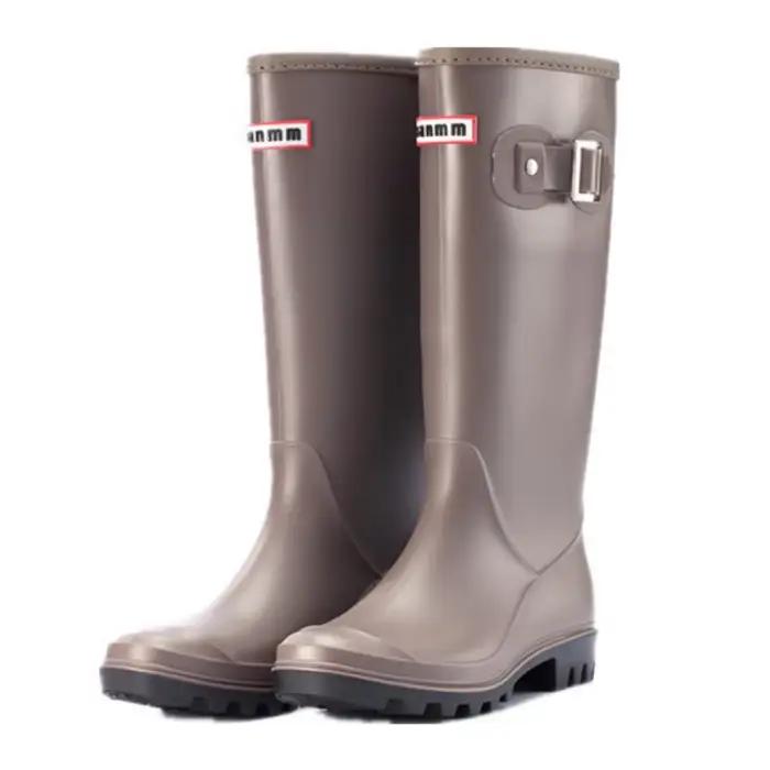 Bottes d'eau au genou pour femmes, tube long, chaussures imperméables de haute qualité, bottes de pluie en caoutchouc PVC, mode chaude, 2022