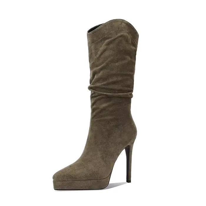 Nouvelles Bottes d'Hiver à Talons Hauts Imperméables à Plateforme