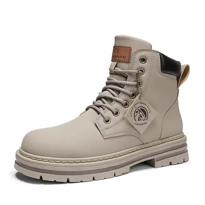 Bottes hautes en cuir pour hommes mode moto bottines robustes pour randonnées et sorties élégantes occasions spéciales