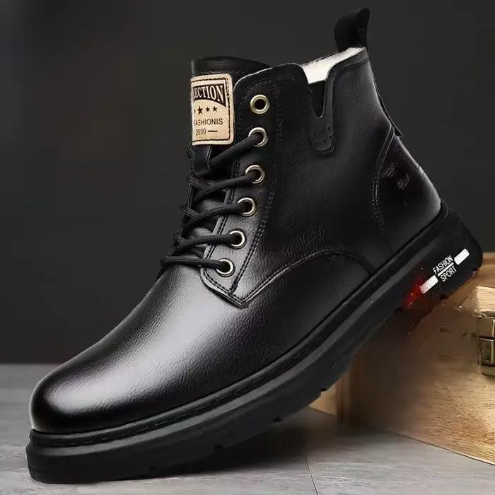 Bottes courtes décontractées homme style rétro cuir patchwork bout rond talon plat polyvalentes pour homme occasions spéciales et quotidienne