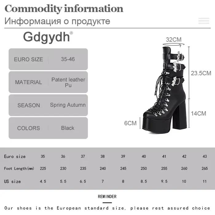Gdgydh Style gothique noir plate-forme bottes ailes de chauve-souris Sexy club nuit bottes modernes femmes mi-mollet cheville boucle sangle grande taille 46
