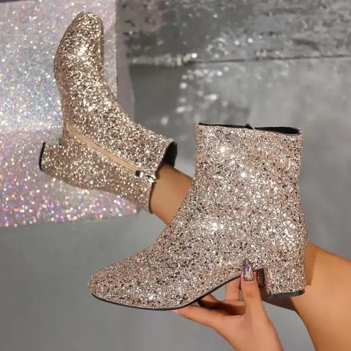 Bottes à paillettes Bling pour femmes