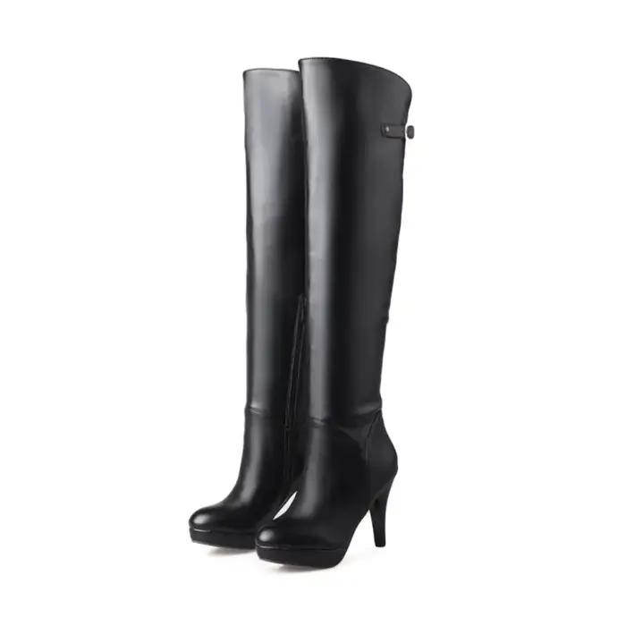 Bottes d'hiver BLXQPYT pour femmes en cuir avec talons fins et bout pointu pour une allure élégante et confortable occasions spéciales