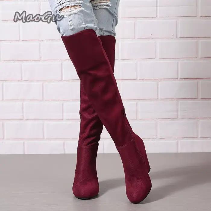 Femmes automne hiver genou bottes hautes