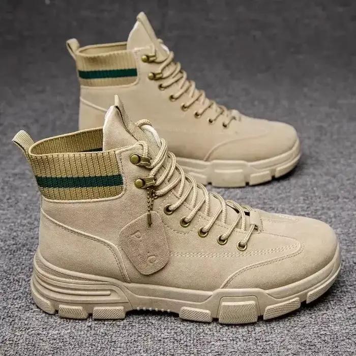 Bottes militaires en cuir à lacets imperméables pour hommes