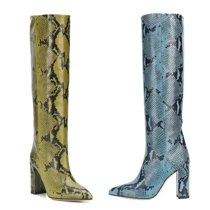 Bottes hautes au genou avec manches crocodile pour femmes