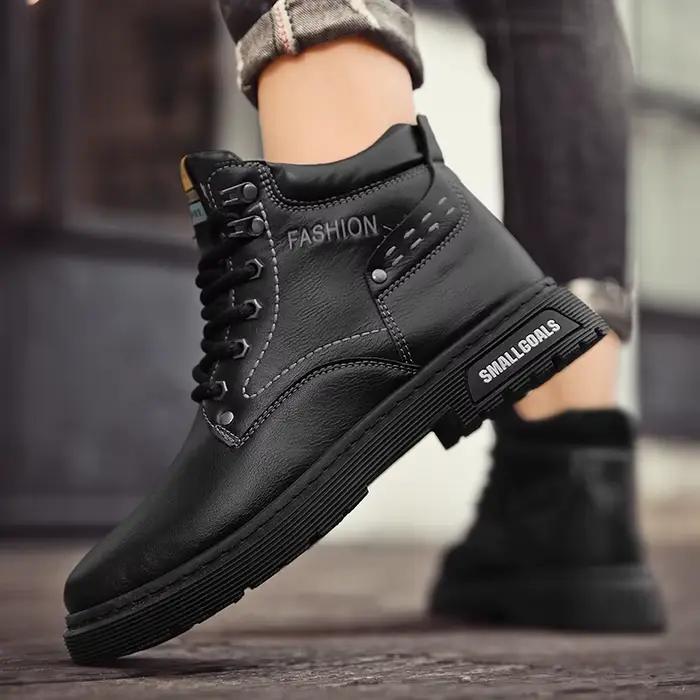 Bottines courtes à lacets pour hommes mi-mollet printemps automne confortables pour randonnées et occasions sociales