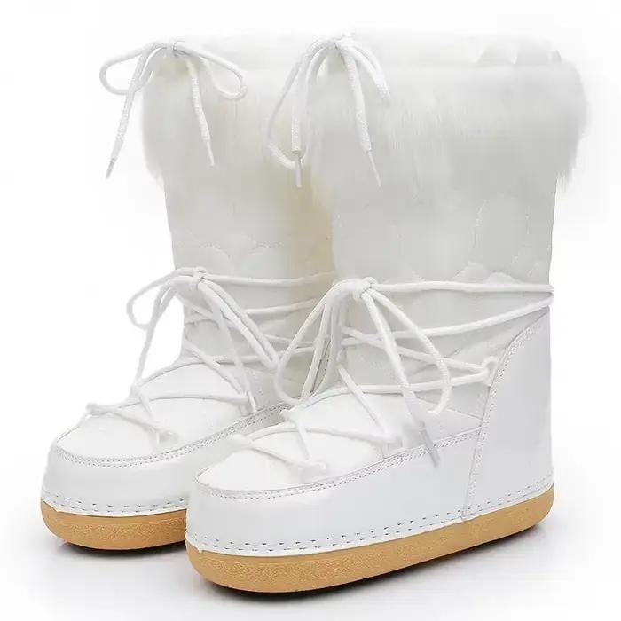 Marque de mode femmes botte européenne américaine mode botte spatiale laine pain chaussures botte de neige en peluche thermique femmes chaussure 2024