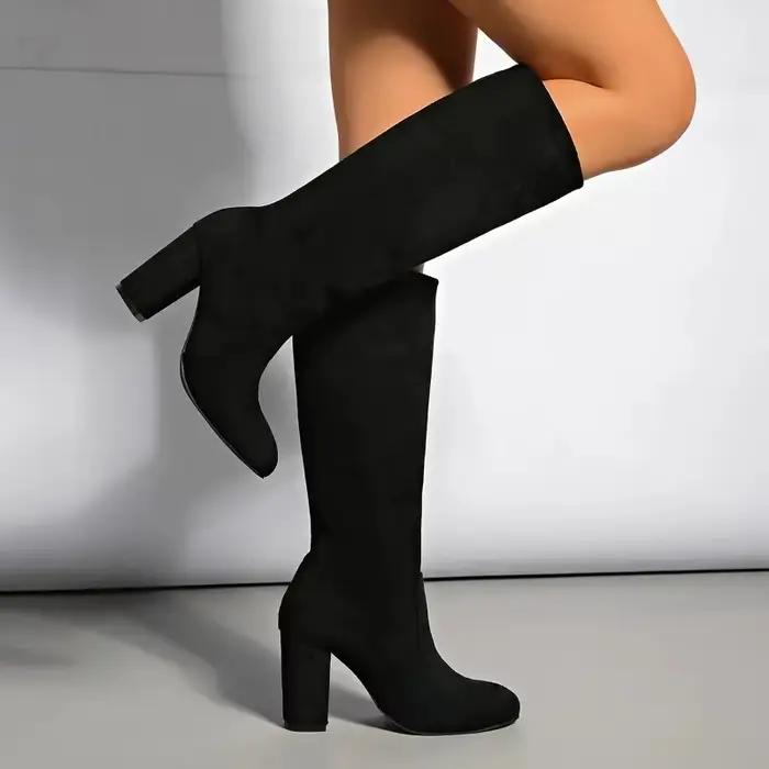 Bottes hautes Sexy à bout pointu pour femme, bottes de randonnée en plein air, talons hauts, couleur unie, Shopping quotidien, bottes de fête, 35-43, nouvelle collection hiver