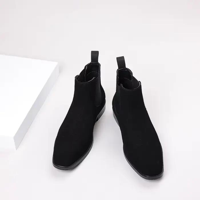Bottes Chelsea en caoutchouc pour homme couleur pure style britannique à enfiler grandes tailles ocassions variées