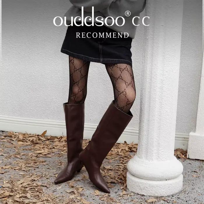 Ods Decor bout pointu genou bottes hautes étrange talon bas sans lacet mode femmes longues