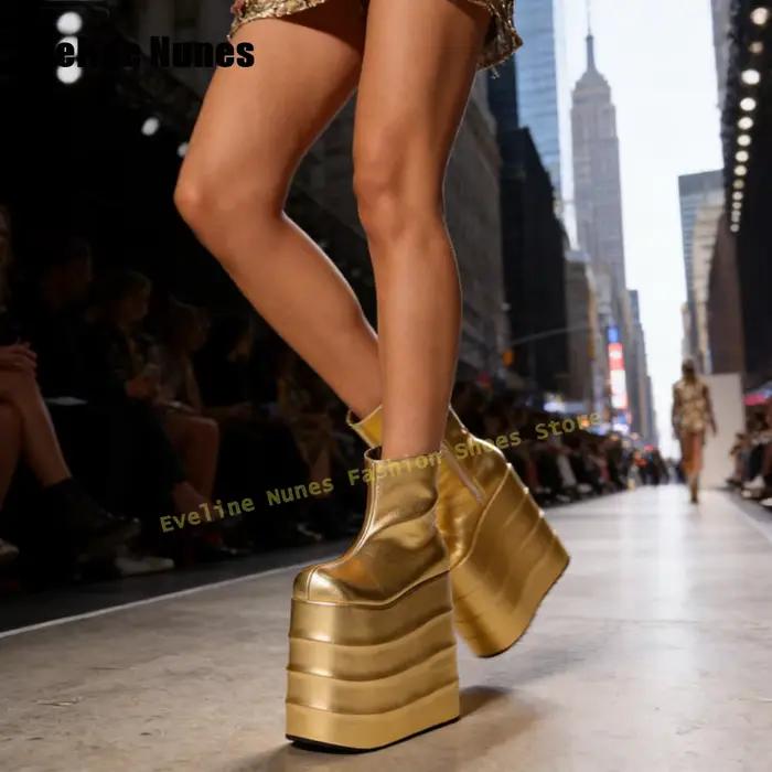 Bottines Y2K Sexy à plateforme dorée