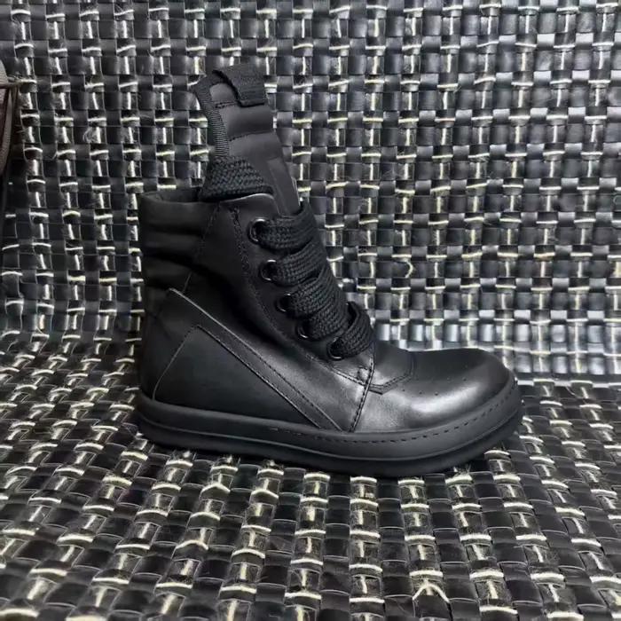 R-o Designer hommes chaussure entièrement en cuir noir bottine Sneaker haut chaussures décontractées lacets Jumbo fermeture éclair femmes bottes baskets plates