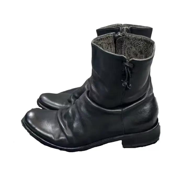 Bottes de moto vintage en cuir noir bottines à bout rond pour homme et femme occasions spéciales décontractées robustes et élégantes