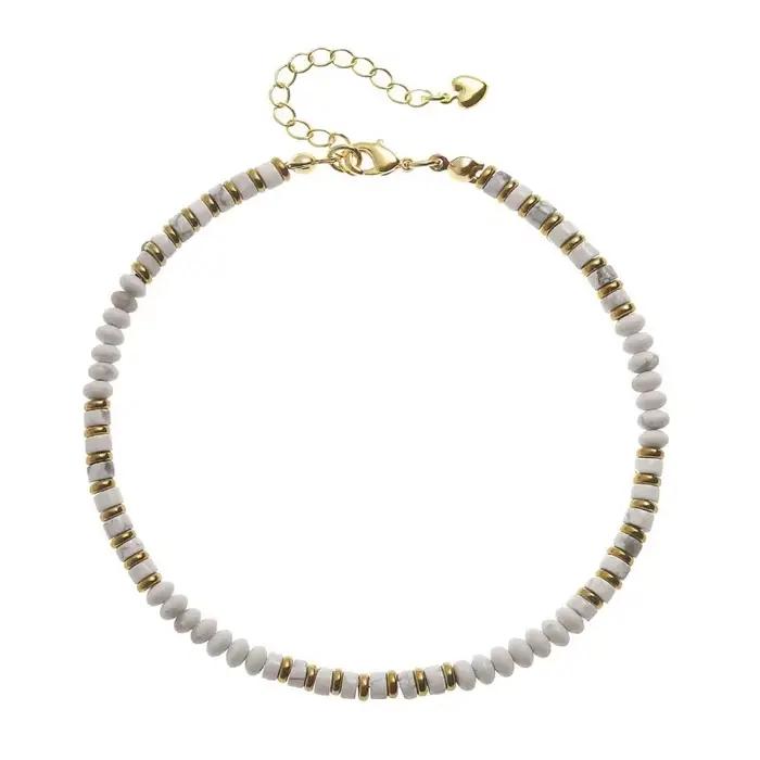 Bracelets de cheville en pierre naturelle, perles turquoise Boho de plage d'été faites à la main pour femmes et adolescentes, bijoux de pied, cadeau pour elle