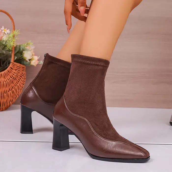 Bottes fines élastiques rétro françaises pour femmes