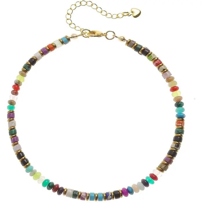 Bracelets de cheville en pierre naturelle, perles turquoise Boho de plage d'été faites à la main pour femmes et adolescentes, bijoux de pied, cadeau pour elle