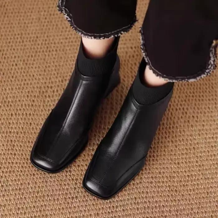 2025 nouveau automne dames botte à talons grossiers en plein air chaussure antidérapante rétro fermeture éclair mode bottes confort décontracté chaussures pour femmes Botas