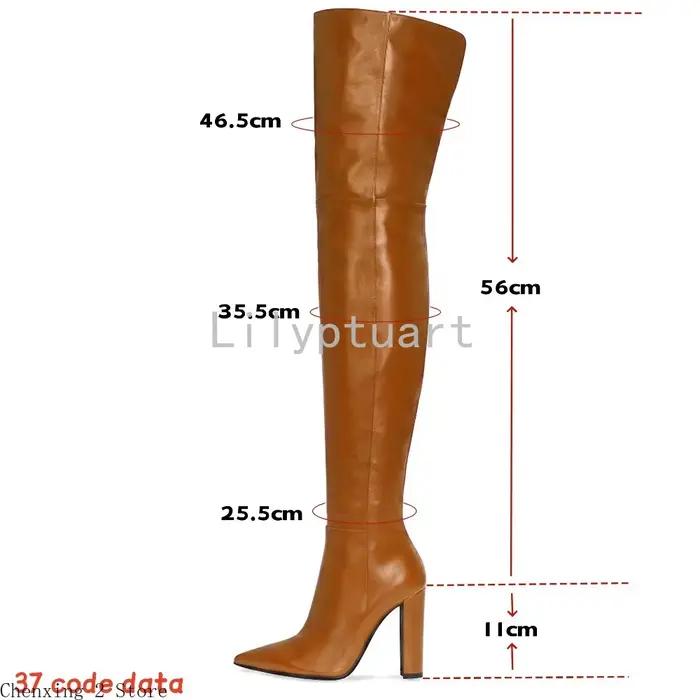 Bottes cuissardes dorées métallisées pour femme, à bout pointu et talon épais, idéales pour les soirées, les défilés, les boîtes de nuit et les spectacles sur scène