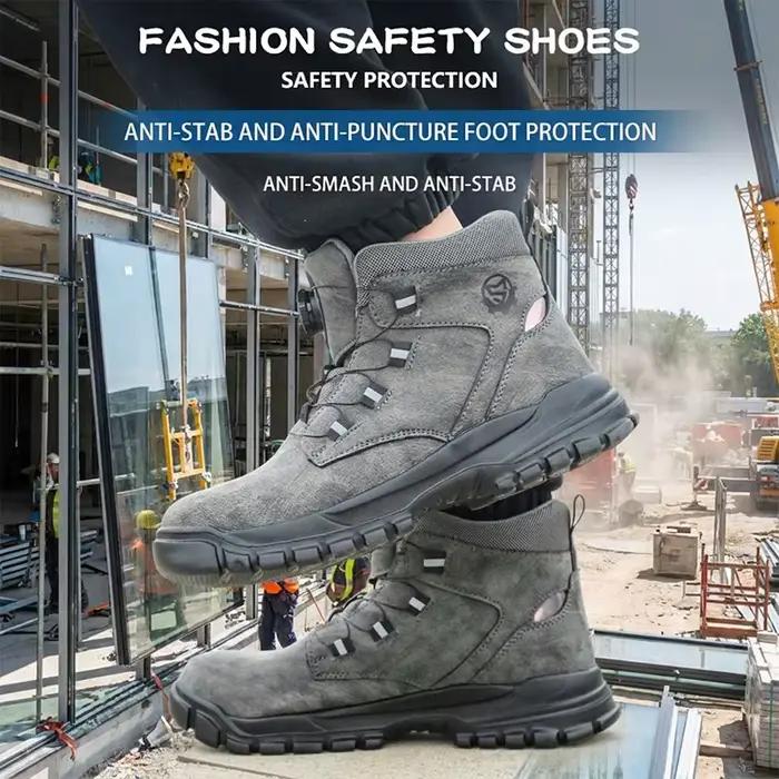 Bottes de sécurité montantes pour travaux de jardinage, anti-écrasement, anti-perforation, avec boucle rotative et embout en acier, chaussures de protection