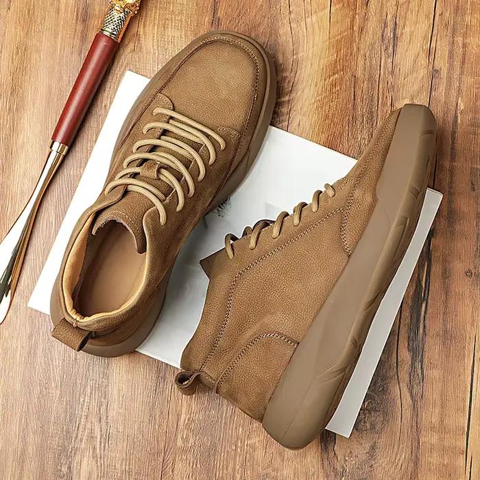 Bottes Chelsea courtes pour hommes en cuir de vachette souple et naturel