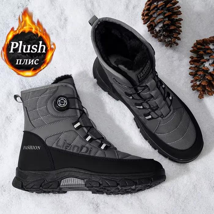 Bottes d'hiver pour homme design mi-mollet doublure fourrure chaude et confortable pour sports et usage quotidien