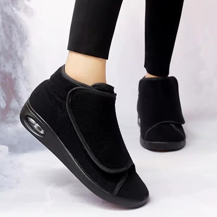 Femmes bottes chaudes hiver velours orthopédie pieds larges chaussures gonflées