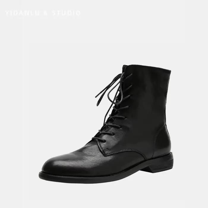 Bottines en cuir noires polyvalentes pour femmes, uniforme décontracté, pour spectacle scolaire, bottes simples à la mode, nouvelle collection 2026