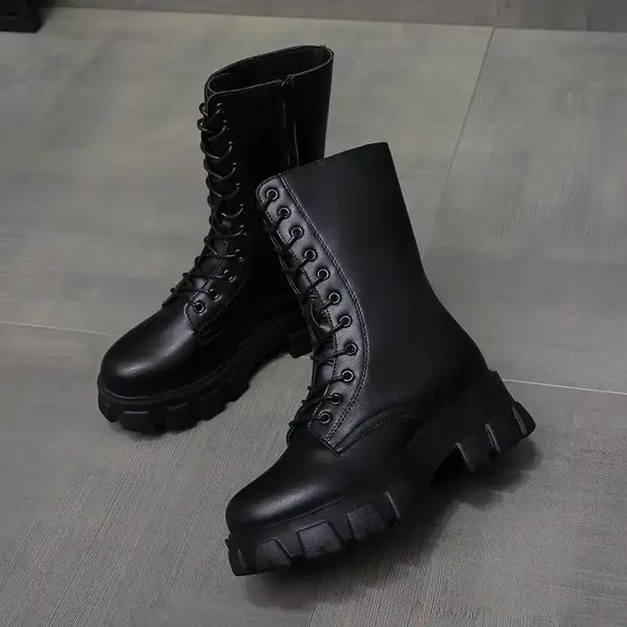 Bottes gothiques à plateforme en cuir PU pour femmes