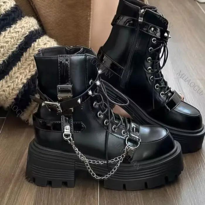 Bottines Punk à fond épais pour femmes