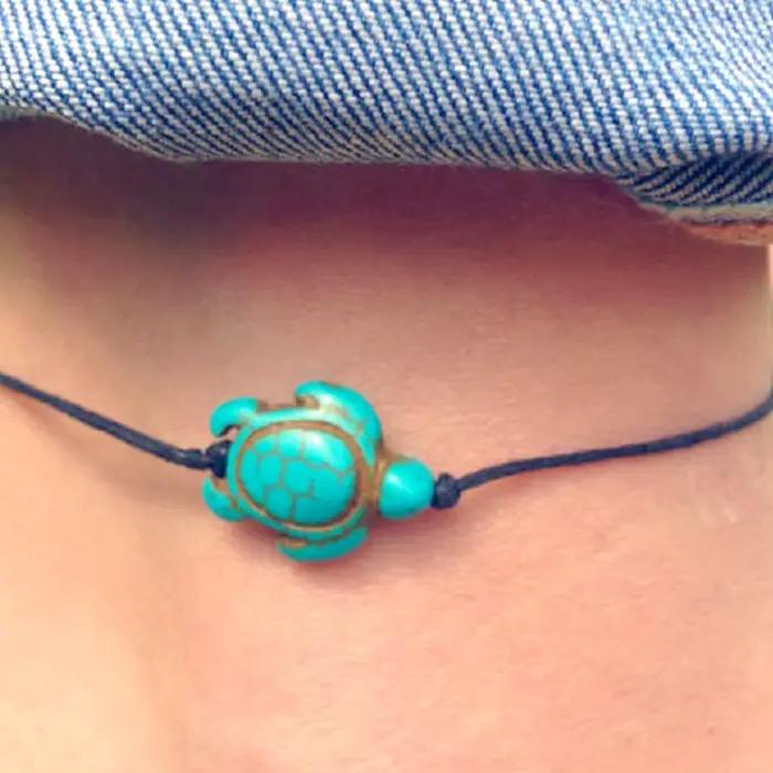 Tortue cheville bijoux bracelets de cheville pied pendentif chaîne Boutique noir Turquoise femme
