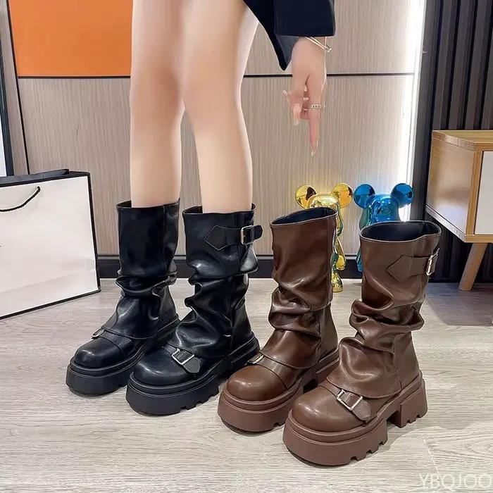 Bottes pour femmes à semelle épaisse
