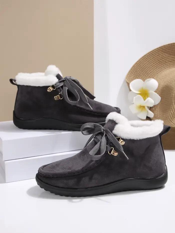 Nouvelles femmes hiver bottines coulissant daim décontracté en peluche bottes de neige en cuir chaud coton chaussures en plein air décontracté dames chaussure plate
