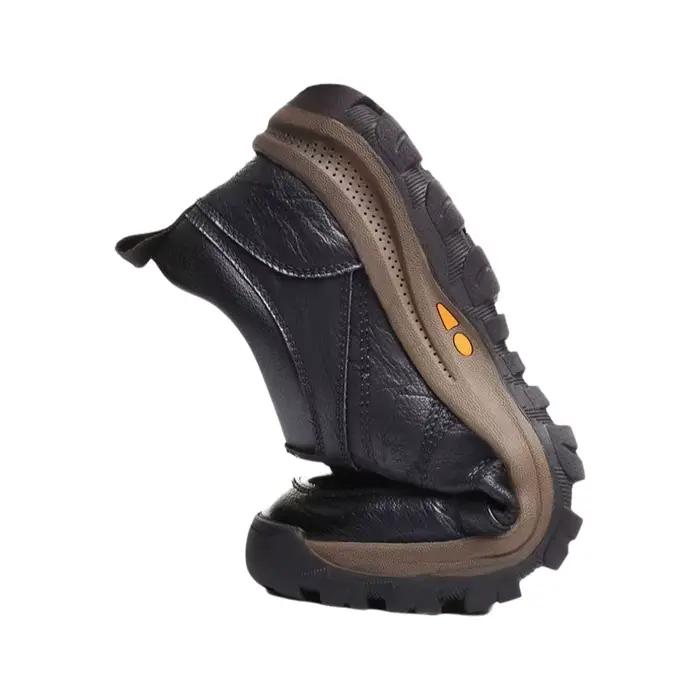 Chaussures de randonnée homme hiver cuir bout rond semelle épaisse caoutchouc confort randonnée plein air bottes de sport occassions spéciales