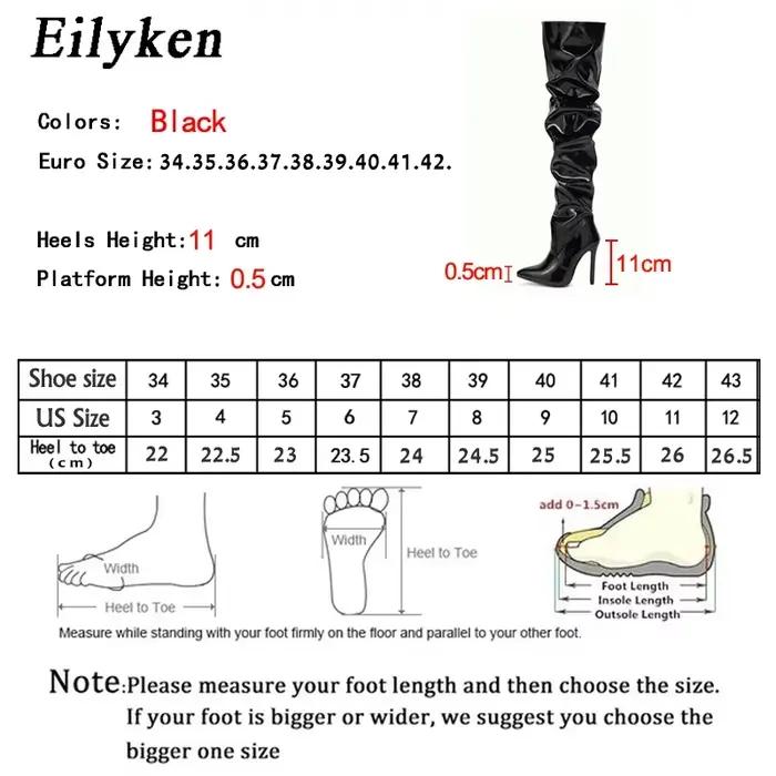 Cuissardes Eilyken en cuir verni avec talon fin et fermeture éclair latérale pour femmes, disponibles en rouge et autres couleurs, au-dessus du genou, pour hiver et occasions spéciales