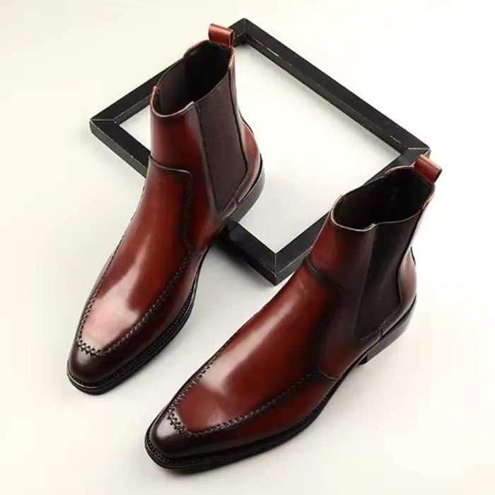 Bottines Chelsea en daim de vache pour homme, chaussures de cheville confortables pour l'hiver, élégantes et durables pour les occasions spéciales