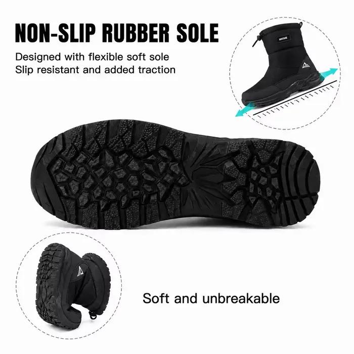 Bottes d'hiver pour hommes, doublées de fourrure chaude, résistantes à l'eau, antidérapantes, chaussures de marche en plein air, fermeture éclair latérale, cordon de serrage, noires, cadeau d'hiver