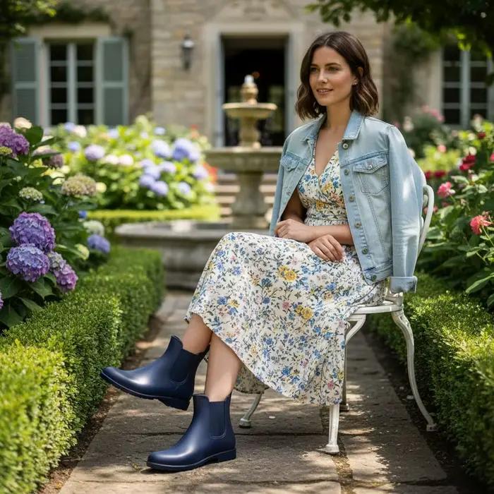 Evshine mode chaussures de pluie courtes pour femmes nouvelle dame Chelsea bottes en plein air anti-dérapant imperméable