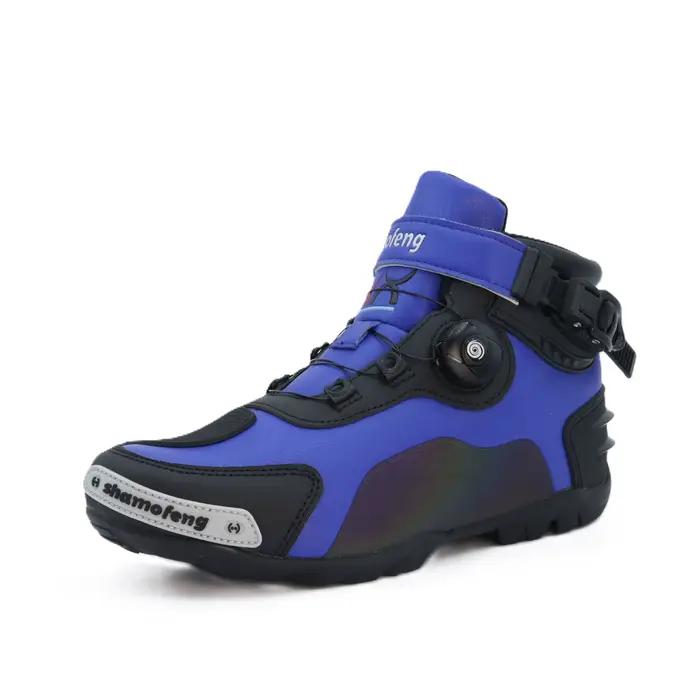 Bottes de moto en cuir pour hommes, respirantes, antidérapantes, résistantes à l'usure, chaussures de course de Cross-country