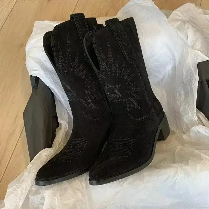 Bottes Western à Fleurs Brodées pour Femme