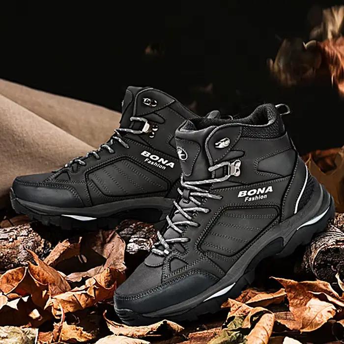 BONA-Bottes en cuir coordonnantes pour homme, chaussures de neige confortables et durables, courtes en peluche, populaires, printemps et automne