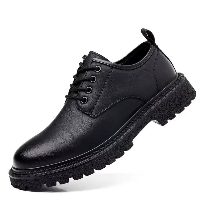 Bottes de travail en cuir marron pour hommes