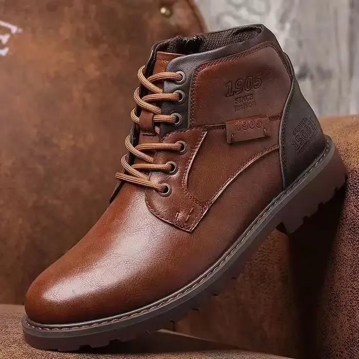 Bottes faites à la main homme vintage à la cheville pour hiver confort et élégance pour randonnée et occasions spéciales