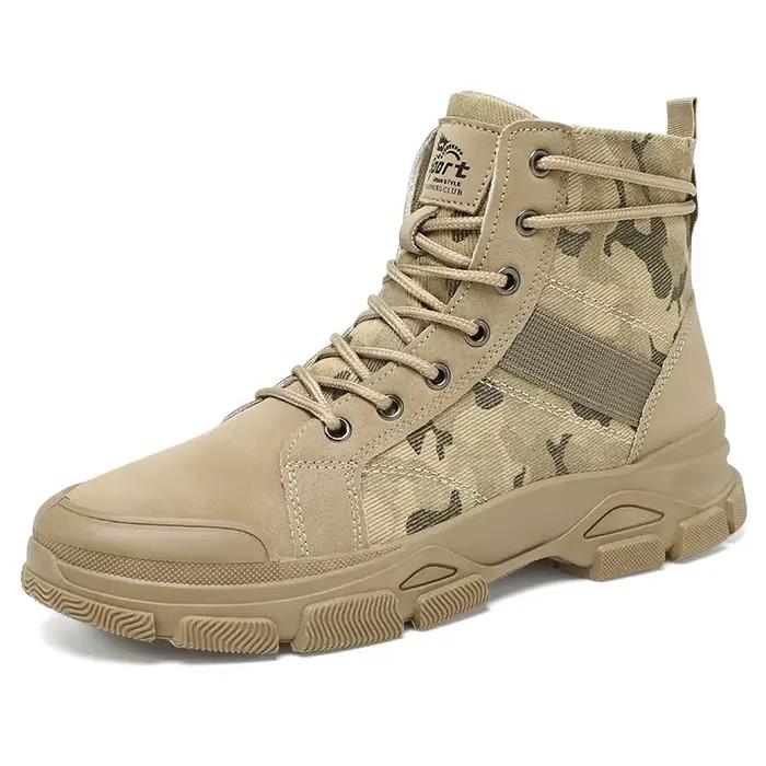 Hommes automne Camouflage bottes hautes botte de travail en plein air marques de luxe espadrilles décontractées Style britannique chaussures à semelle épaisse botte du désert