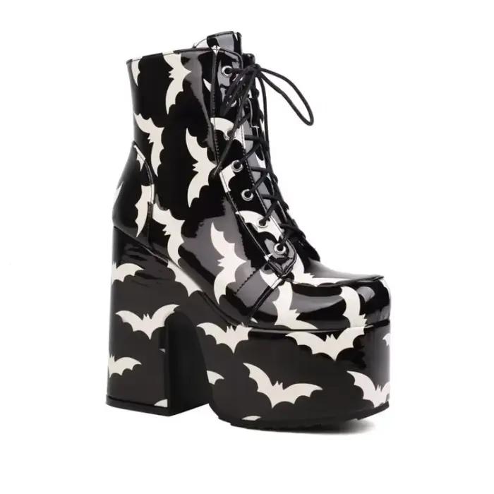 Bottes arc-en-ciel à plateforme à lacets pour femmes